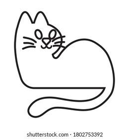 halloween cat black line style icon vector illustration design
