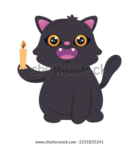 halloween cat with candle character