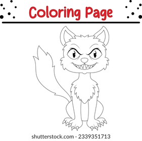Halloween cat coloring book. funny Halloween coloring page for kids