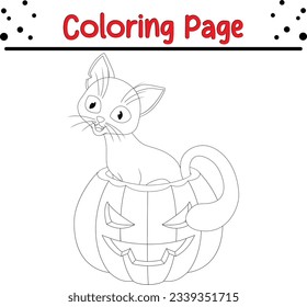 Halloween cat coloring book. funny Halloween coloring page for kids