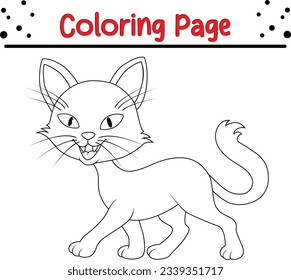 Halloween cat coloring book. funny Halloween coloring page for kids