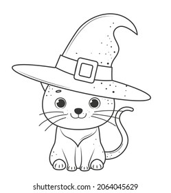 Halloween cat for coloring book.Line art design for kids coloring page. Coloring page outline of cartoon Halloween cat.
