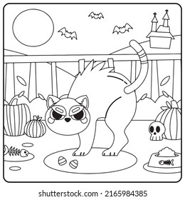 Halloween Cat Coloring Pages For Kids