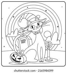 Halloween Cat Coloring Pages For Kids