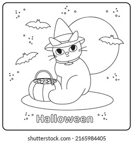 Halloween Cat Coloring Pages For Kids