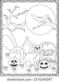 Halloween Cat Coloring Pages for Kids. Halloween Coloring Pages