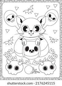 Halloween Cat Coloring Pages for Kids. Halloween Coloring Pages
