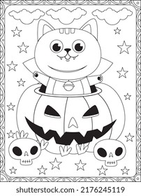 Halloween Cat Coloring Pages for Kids. Halloween Coloring Pages