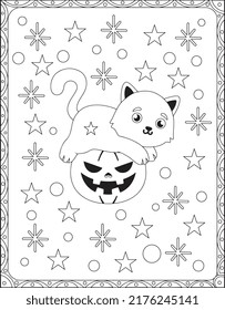 Halloween Cat Coloring Pages for Kids. Halloween Coloring Pages