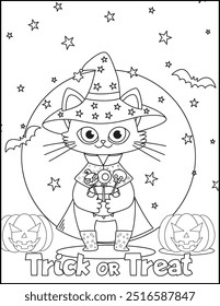 Halloween Cat Coloring Pages For Kids