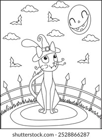 Halloween Cat Coloring Pages For Kids