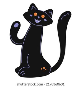 Halloween cat. Cute black cat character smiles, shows teeth and says hello. Great for stickers, t-shirt prints, decorative embellishments.
