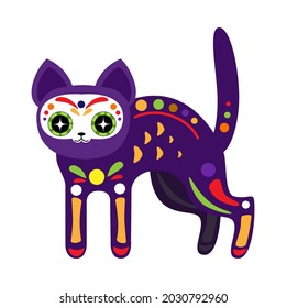 Halloween cat. Dia de los muerto illustration. 