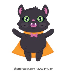 Halloween Cat With Dracula Cape