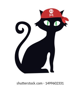 Halloween cat, flat, vector illustration