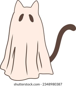 Halloween Cat Ghost Costume Vector Illustration