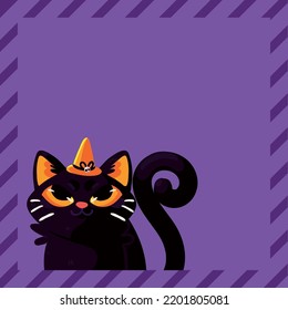 halloween cat hat costume, card template