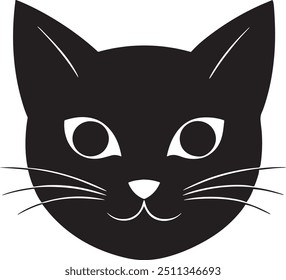 Halloween cat head silhouette vector illustration isolated on white