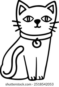 halloween cat illustration line style for card website, application, printing, document, poster design, etc.