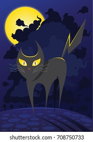 halloween cat illustration vector