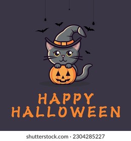 Halloween cat image vector illustration