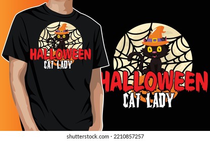 Halloween Cat Lady Happy Halloween T-shirt