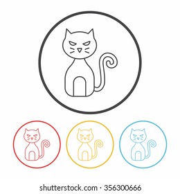halloween cat line icon