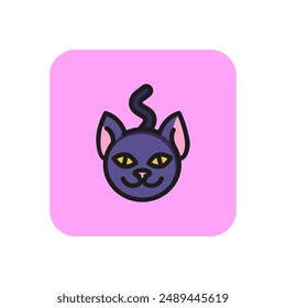 Halloween cat line icon. Head, tail, pet. Halloween concept. Vector illustration can be used for topics like veterinary, mammal, domestic animal