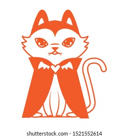 halloween cat mascot with dracula costume vector illustration design