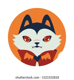 halloween cat mascot with dracula costume vector illustration design