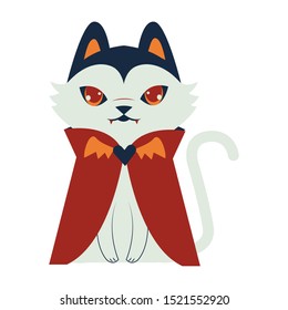 halloween cat mascot with dracula costume vector illustration design
