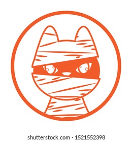 halloween cat mascot with mummy costume seasonal icon vector illustration design