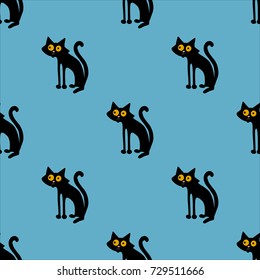 halloween, cat, pattern, vector illustration 