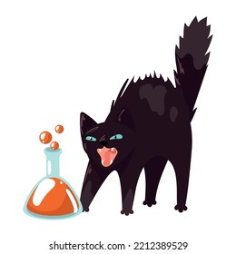 halloween cat with potion mascot