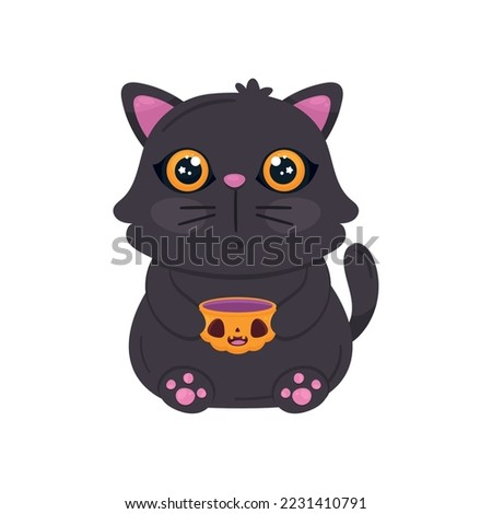 halloween cat with pumpkin character