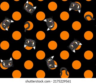 Halloween cat seamless repeat print