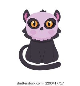 halloween cat with skull mask
