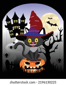 Halloween with cat t shirt design