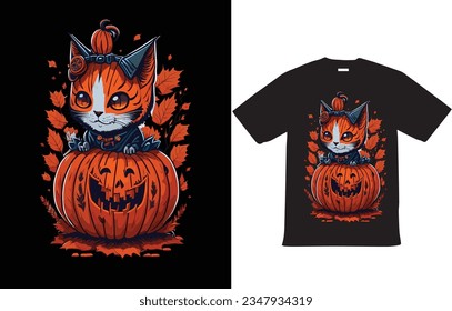  Halloween Cat T Shirt Design Vector for Happy Halloween
