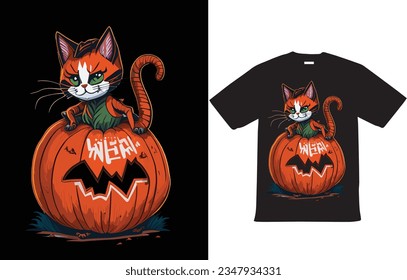  Halloween Cat T Shirt Design Vector for Happy Halloween