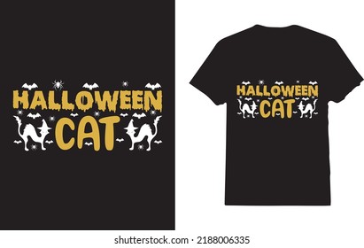 Halloween Cat T-Shirt Design For Woman