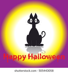 Halloween Cat Vector. Cartoon Halloween.