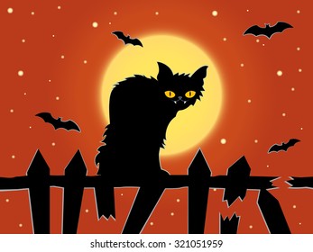 Halloween cat, vector illustration