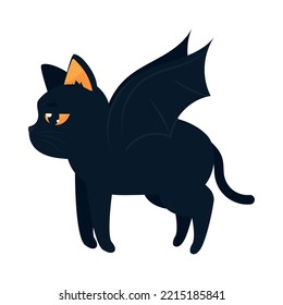 halloween cat with wings on white background