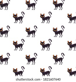 halloween cats black animals pattern vector illustration design