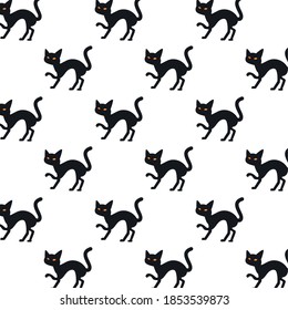 halloween cats black pattern background vector illustration design