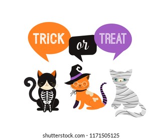 Halloween Cats Costume Party. Illustration and vector elements of group of cats in halloween costumes