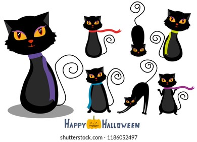 Halloween cats set