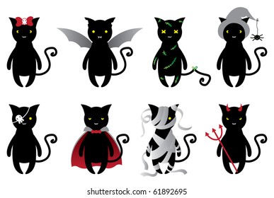 Halloween cats set