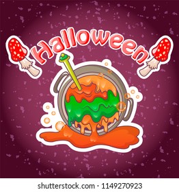 Halloween cauldron concept background. Cartoon illustration of Halloween cauldron vector concept background for web design